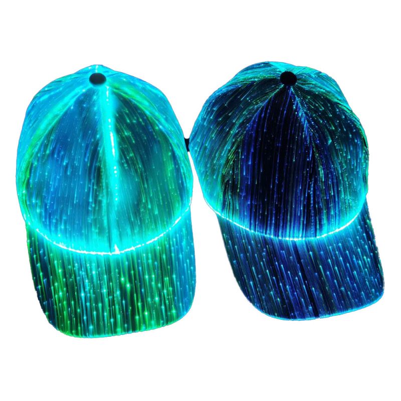 Customized LED fiber optic light-emitting hat black and white couple cap outdoor light-emitting base