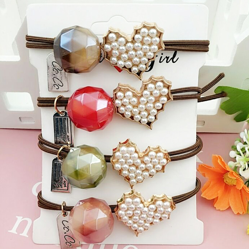 Ins the same paragraph acrylic pearl hair rope hair accessories wholesale custom