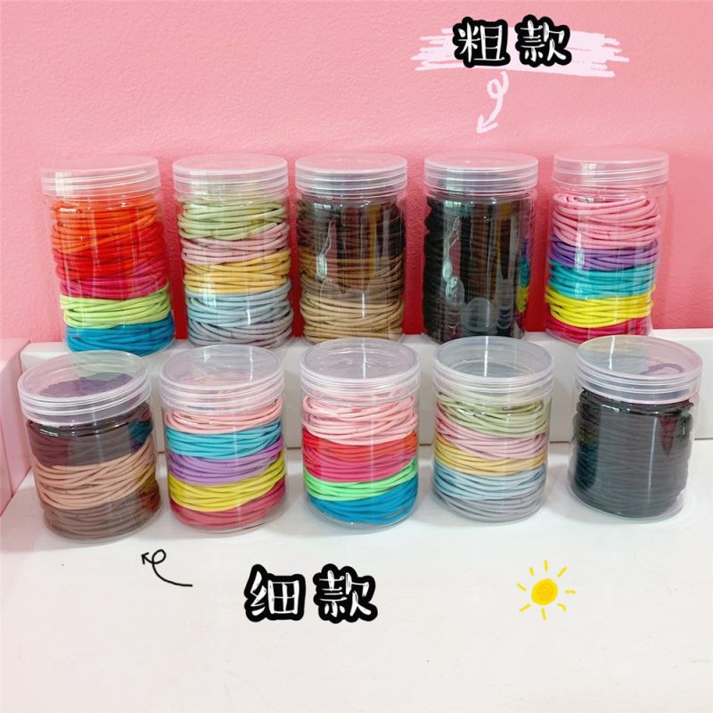 Korean Hair Accessories 100pcs/box Simple Candy Color Hair Ring Girl Kid Cute Rubber Band Elastic Ha