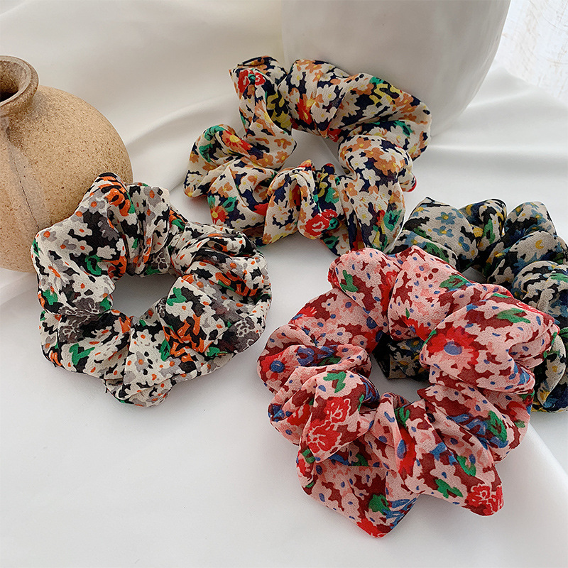 Korean hair tie japan bohemia design custom printed hair scrunchies