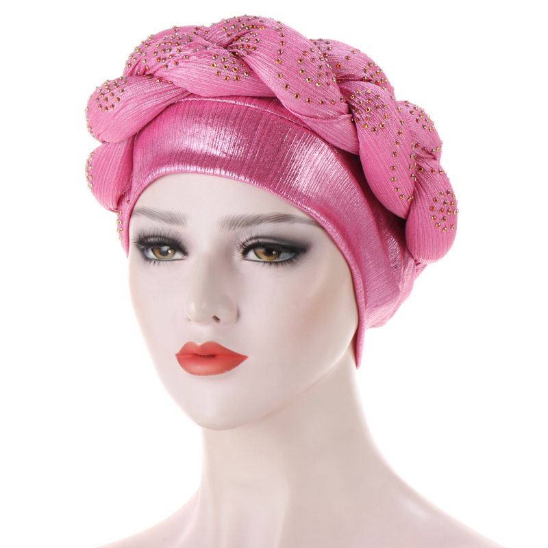 Turban Hats Women Muslim Beads Headscarf Wholesale 2021 New Braided Head India Turban Hat For Women